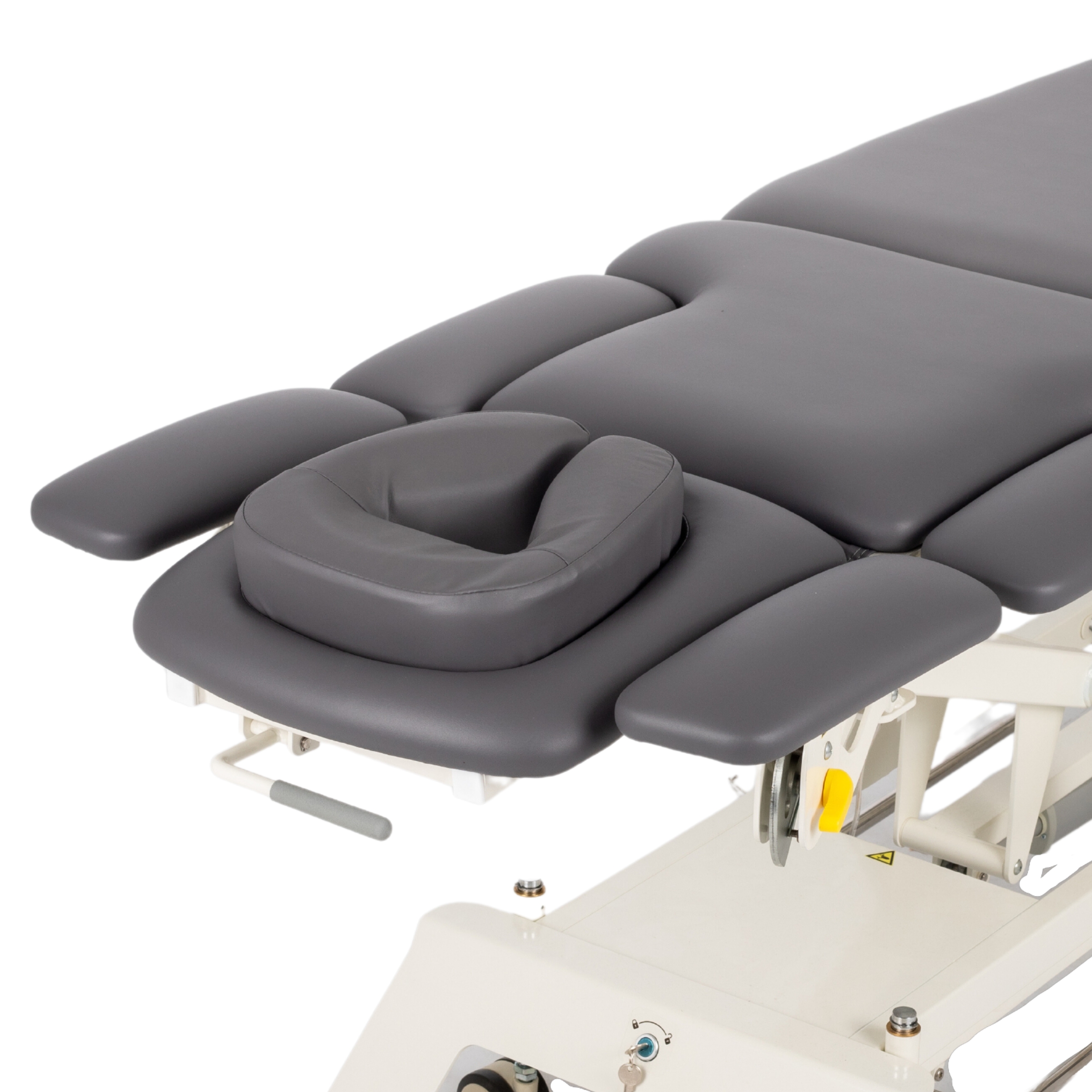 Najbardziej zaawansowany, 7-segmentowy stół rehabilitacyjny wyposażony w ramę sterującą, system jezdny oraz podgłówek z poduszką ERGO. Dedykowany do masaży, fizjoterapii, rehabilitacji.