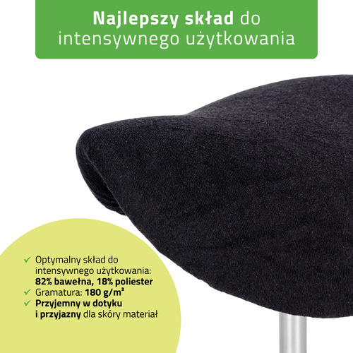 Pokrowiec frotte z gumką na taboret, czarny