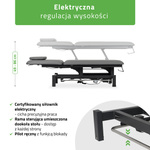 Stół rehabilitacyjny, do masażu, elektryczny Fortis 2 - pilot ręczny, rama sterująca, szaro czarny