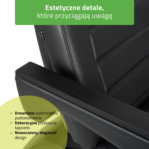 Fotel kosmetyczny z regulacją elektryczną Leo PRO 4, czarny - 3 silniki