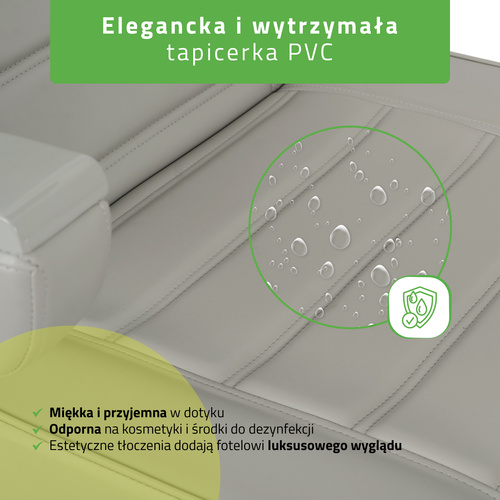 Fotel kosmetyczny z regulacją elektryczną Leo PRO 4, szary - 3 silniki