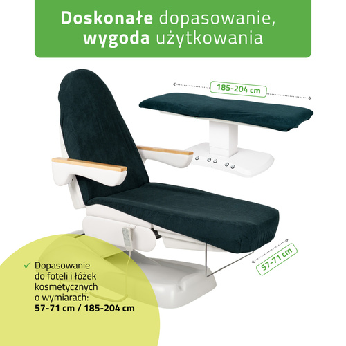 Prześcieradło frotte z gumką i sznurkami na fotel kosmetyczny butelkowo zielone