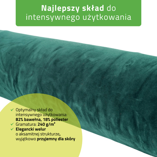 Prześcieradło welurowe z gumką na wałek - 15x60 cm butelkowo zielone