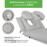 Stół rehabilitacyjny, do masażu, elektryczny Fortis 4 Ergo - pilot ręczny, szaro biały