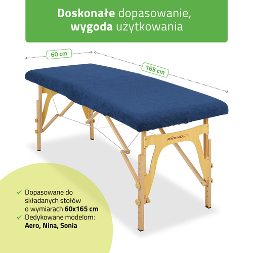 Prześcieradło frotte 1cz. na stoły składane - 60/165 granatowe