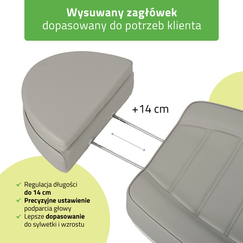 Fotel kosmetyczny z regulacją elektryczną Leo PRO 4, szary - 3 silniki