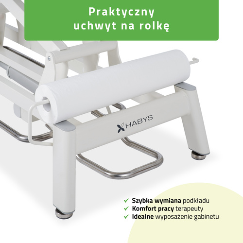 Stół rehabilitacyjny, do masażu, elektryczny Proxima V4 Ergo - pilot ręczny, rama sterująca, szaro biały