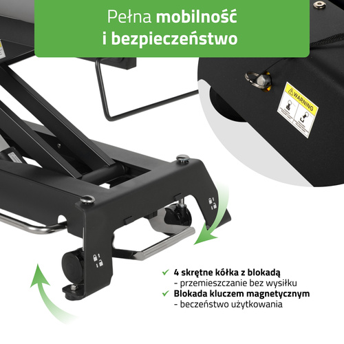 Stół rehabilitacyjny, do masażu, elektryczny Evero Cross X5 Ergo – rama sterująca, szaro  czarny