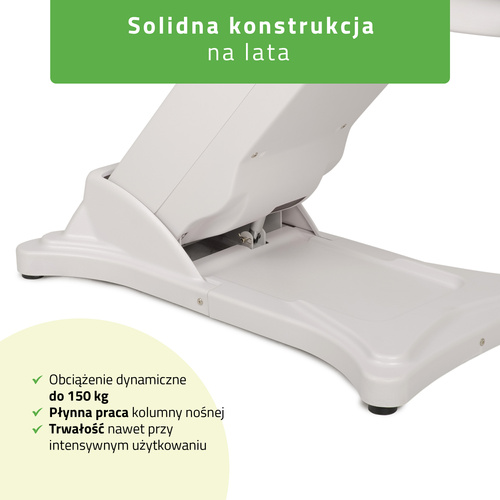 Fotel kosmetyczny z regulacją elektryczną Elara PRO 6P, biały 