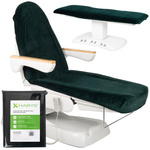 Prześcieradło welurowe z gumką i sznurkami na fotel kosmetyczny butelkowo zielone