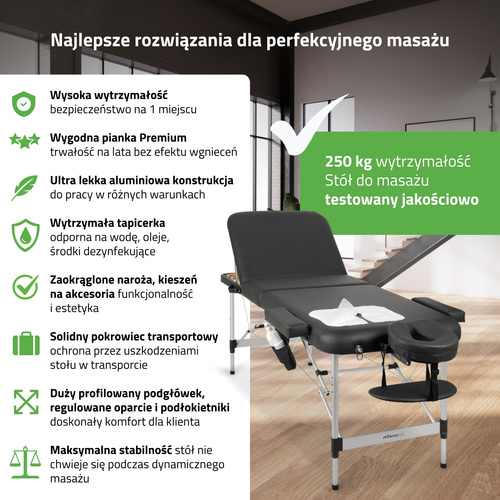 Stół do masażu Adele 60 cm – czarny 
