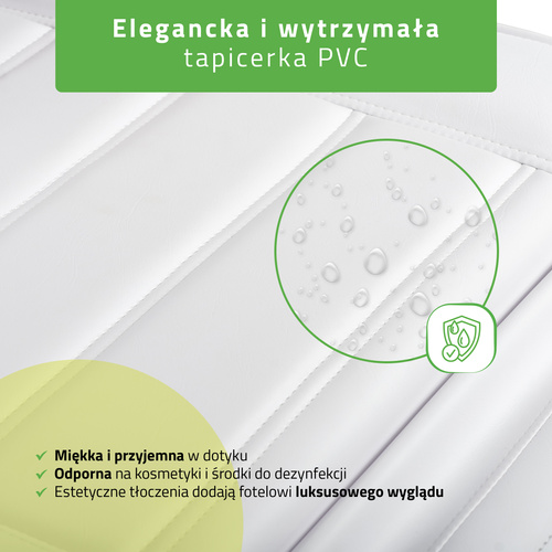 Fotel kosmetyczny z regulacją elektryczną Leo PRO 4, biały - 3 silniki