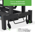 Stół rehabilitacyjny, do masażu, elektryczny Fortis 4 Ergo - pilot ręczny, rama sterująca, szaro czarny