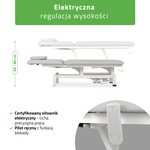 Stół rehabilitacyjny, do masażu, elektryczny Fortis 2 - pilot ręczny, szaro biały