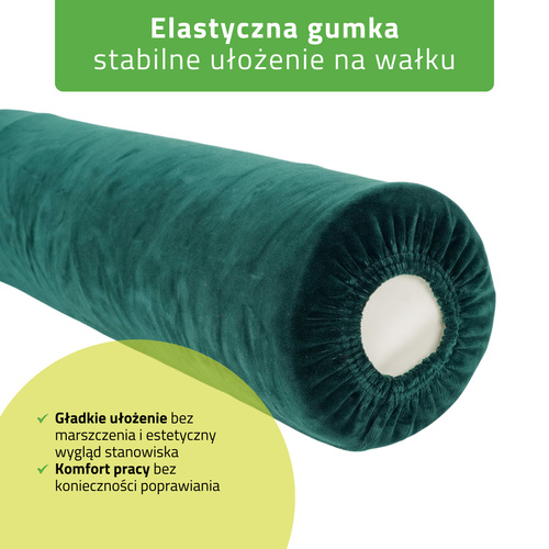Prześcieradło welurowe z gumką na wałek - 15x60 cm butelkowo zielone