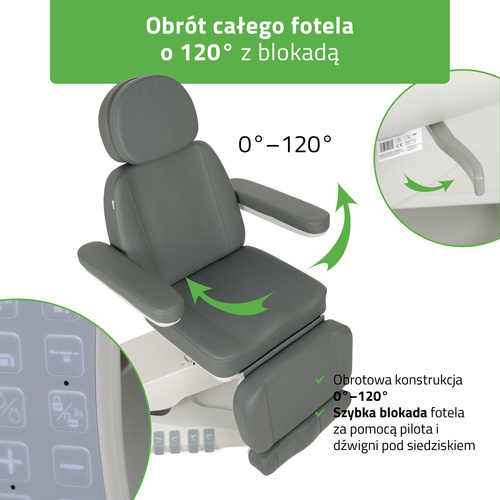 Fotel kosmetyczny z regulacja elektryczną Luxoria PRO 5, Ash Grey