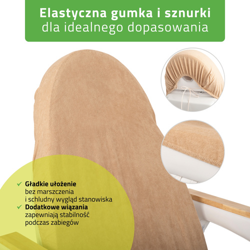 Prześcieradło frotte z gumką i sznurkami na fotel kosmetyczny kremowe latte