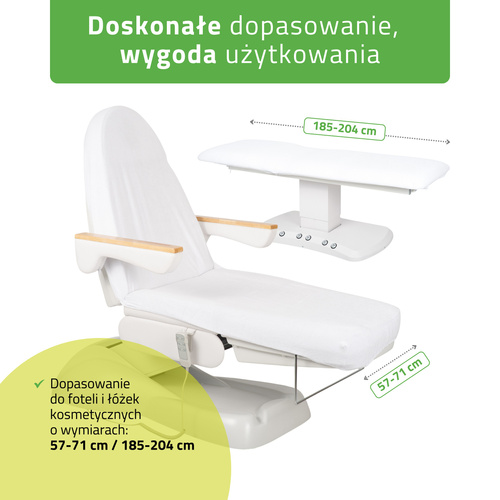 Prześcieradło frotte z gumką i sznurkami na fotel kosmetyczny białe