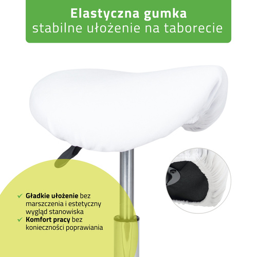 Pokrowiec welurowy z gumką na taboret, biały