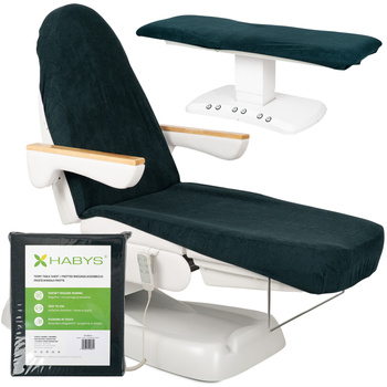 Prześcieradło frotte z gumką i sznurkami na fotel kosmetyczny butelkowo zielone