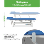 Stół rehabilitacyjny, do masażu elektryczny Optima – pilot ręczny, niebiesko biały 