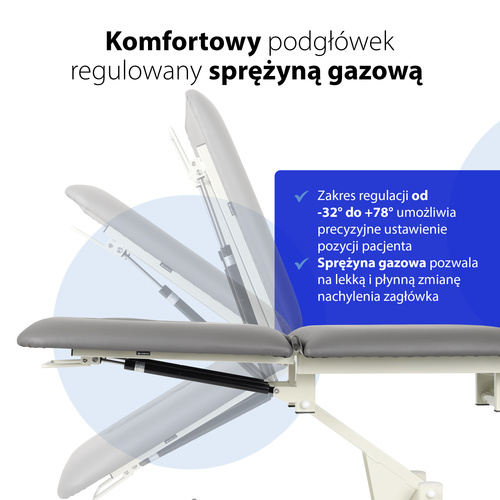 Stół rehabilitacyjny, do masażu, hydrauliczny Ultima H2 - szaro biały
