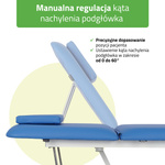 Stół rehabilitacyjny, do masażu elektryczny Optima – pilot ręczny, niebiesko biały 