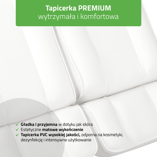 Fotel kosmetyczny hydrauliczny z regulacją pneumatyczną MAX Bianco, biały