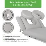 Stół rehabilitacyjny, do masażu, elektryczny Fortis 5 Ergo - pilot ręczny, rama sterująca, szaro biały