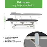 Stół rehabilitacyjny, do masażu elektryczny Optima – pilot ręczny, czarno biały