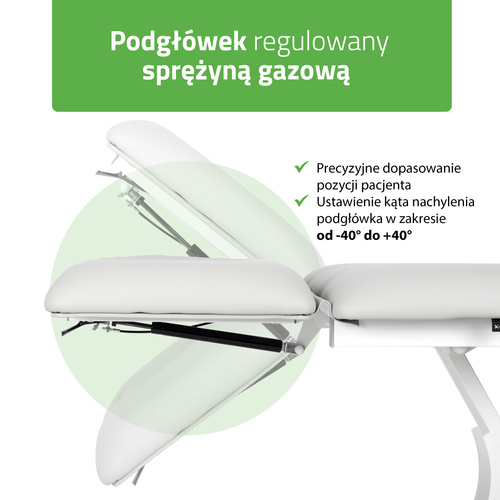 Stół rehabilitacyjny, do masażu, elektryczny Fortis 2 Ergo - pilot ręczny, szaro biały