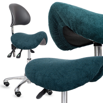 Pokrowiec frotte z gumką na taboret, butelkowa zieleń