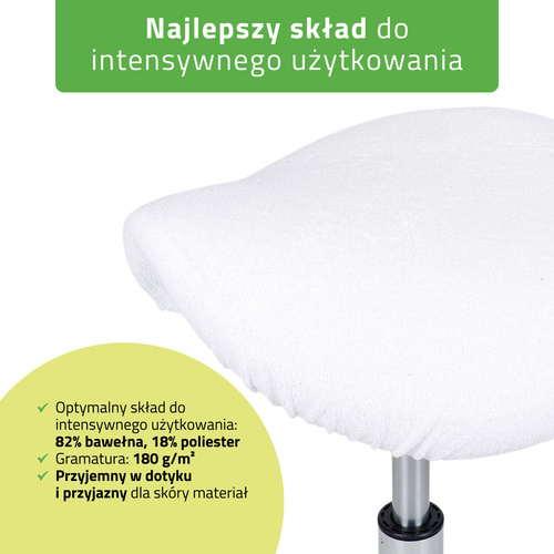 Pokrowiec frotte z gumką na taboret, biały