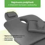 Stół rehabilitacyjny, do masażu, elektryczny Fortis 2 - pilot ręczny, szaro czarny