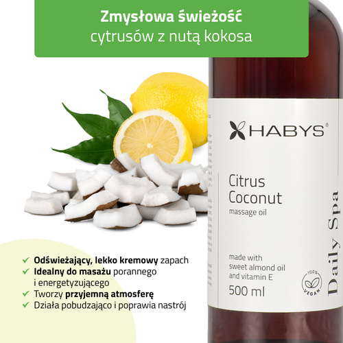 Olejek do masażu Daily Spa Citrus Coconut, HABYS 500 ml