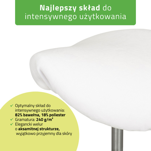 Pokrowiec welurowy z gumką na taboret, biały