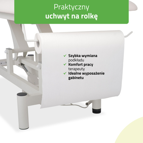 Stół rehabilitacyjny, do masażu elektryczny Optima – pilot ręczny, biały