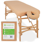 Zestaw - Prześcieradło frotte 1cz. na stoły składane 60-65/180-185, pokrycie frotte na podgłówek beżowe