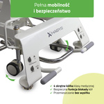 Stół rehabilitacyjny, do masażu, elektryczny Evero V4 Ergo - rama sterująca, szaro biały