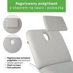 Stół rehabilitacyjny, do masażu, elektryczny Fortis 2 - pilot ręczny, rama sterująca, szaro biały