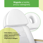 Fotel kosmetyczny z regulacją elektryczną Leo PRO 4, biały - 3 silniki