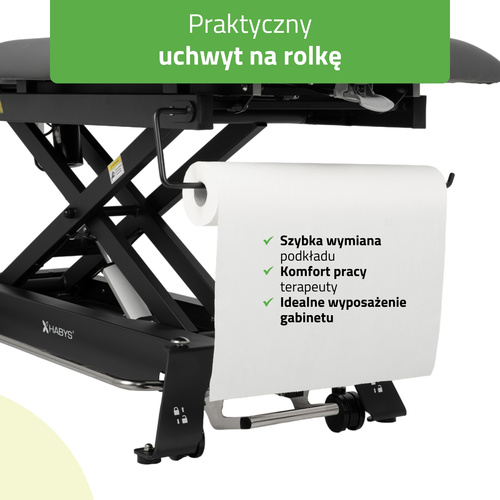 Stół rehabilitacyjny, do masażu, elektryczny Evero Cross X5 Ergo – rama sterująca, szaro  czarny