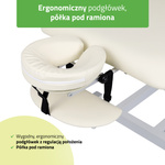 Stół rehabilitacyjny, do masażu, elektryczny Fortis 1 - pilot ręczny, beżowo biały