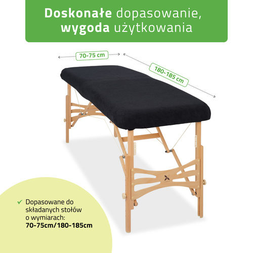 Prześcieradło frotte 1cz. na stoły składane - 70-75/180-185 czarne