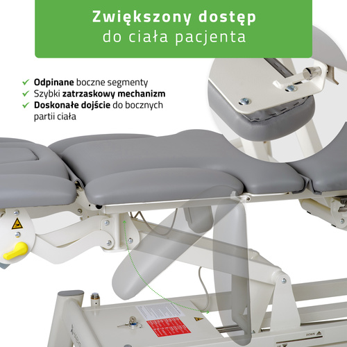 Stół rehabilitacyjny, do masażu, elektryczny Proxima X7 - rama sterująca, szaro biały