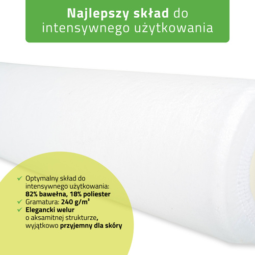 Prześcieradło welurowe z gumką na wałek - 15x60 cm białe