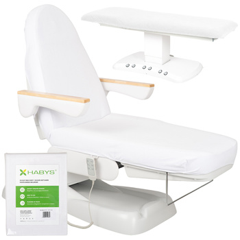 Prześcieradło welurowe z gumką i sznurkami na fotel kosmetyczny białe