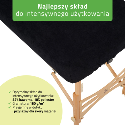 Prześcieradło frotte 1cz. na stoły składane - 70-75/180-185 czarne
