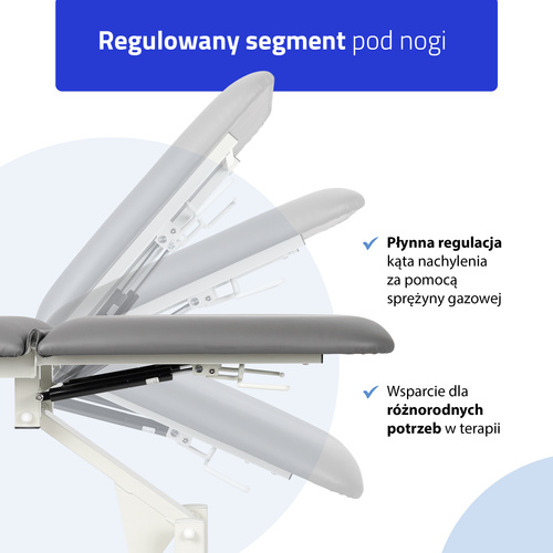 Stół rehabilitacyjny, do masażu, hydrauliczny Ultima H3 - szaro biały