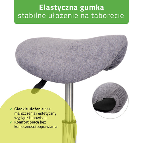 Pokrowiec frotte z gumką na taboret, szary